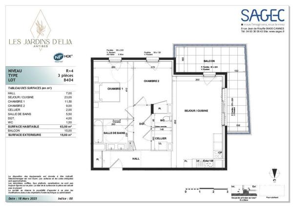 Appartement à vendre 3 pièces 63 m² Antibes