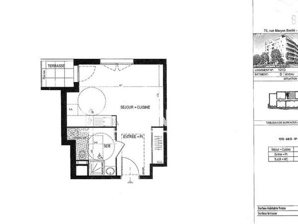 Location Studio 27.76 m² - RESIDENCE AIRE 8.2 Lyon 69008