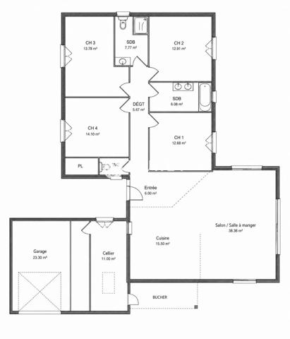 Maison contemporaine de plain-pied – 143 m² – 4 chambres