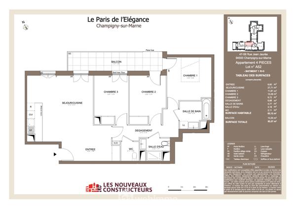 Appartement 83.12 m² à CHAMPIGNY SUR MARNE 94500