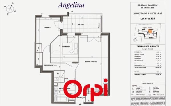 Appartement à vendre    3 pièces • 64,56 m2 Antibes