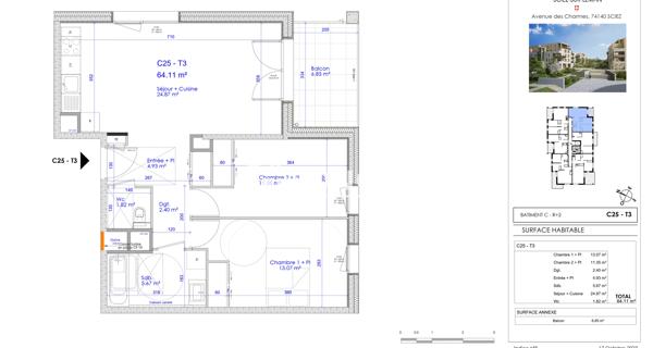 À vendre Appartement 3 pièces 64.11 m² - Sciez 74140