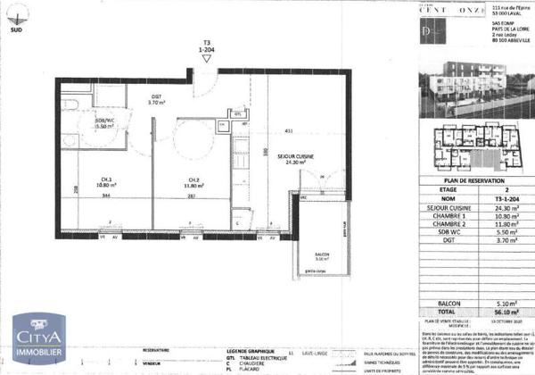 Appartement à louer 3 pièces 56.1m²