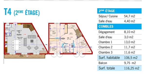 A VENDRE GRAND T4 DUPLEX NEUF À SAINTE ANNE, PLEINE VUE MER 180°