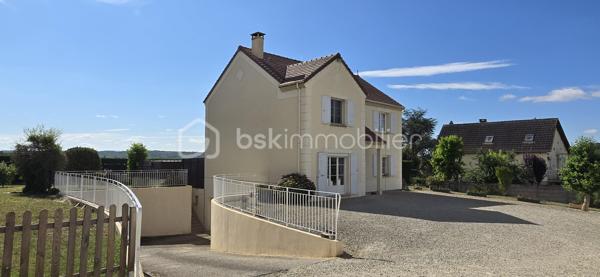 Nichée dans le charmant village de Bouville à 10 minutes de LA FERTE . Proche des commodités urbaines. Dans un environnement d'exception au calme. Venez découvrir cette superbe maison moderne de 140 m² élevée sur sous sol total comprenant : entrée avec rangement, séjour double (environ 40 m²) avec poêle à granulés, cuisine, chambre, WC. A l'étage : palier, 2 chambres, 1 suite parentale (chambre d'environ 19 m²+ dressing + salle d'eau), salle de bains, lingerie, WC. Au sous sol : buanderie, atelier, cave, garage double (environ 38 m²) avec en enfilade une pièce d'environ 46 m². Terrain clos de 1863 m² avec piscine chauffée par une pompe à chaleur (8X4), chalet. DPE C.