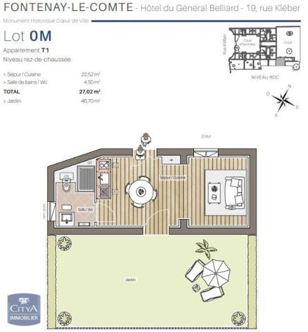 Appartement à louer 1 pièce 26.87m² Fontenay-le-Comte (85200)