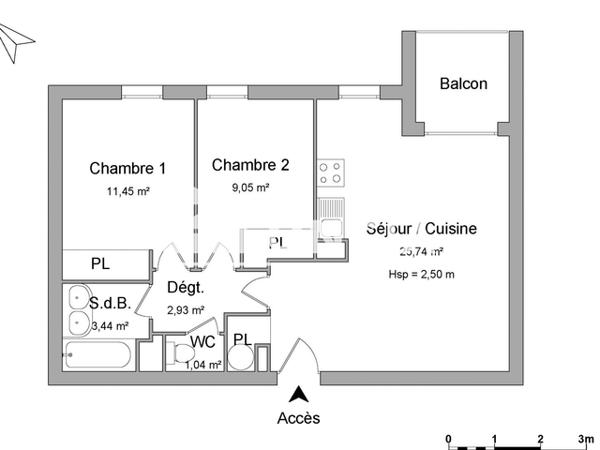 Location Appartement 3 pièces 53.09 m² - 6/8 ALLEE ARMONVILLE Poitiers 86000
