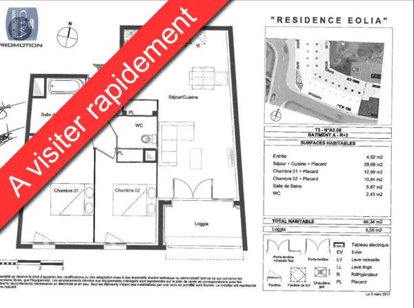 Appartement à louer 3 pièces 66.34m² Cenon (33150)
