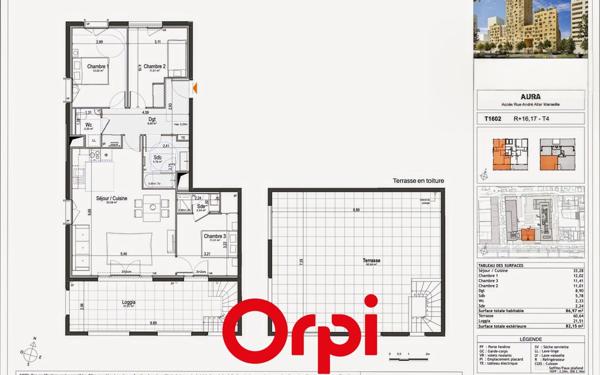 Appartement à vendre    4 pièces • 86,97 m2 Marseille 15