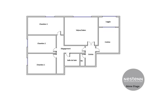 Dernier étage avec ascenseur - T4 lumineux de 82,93 m² avec vue dégagée et 2 stationnements