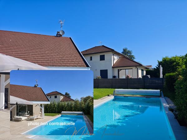 Maison 8 pièces 191m² à vendre à Échenevex 01170 À VENDRE – ÉCHENEVEX – MAISON FAMILIALE DE 191 M² DANS UN CADRE CHAMPÊTRE AVEC PISCINE CHAUFFÉE