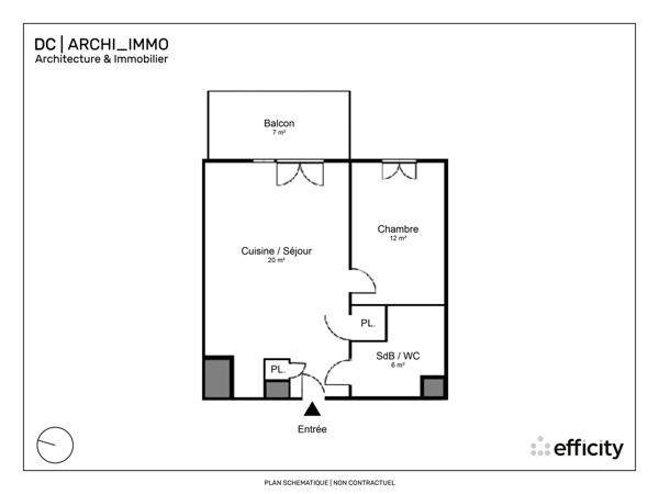 Appartement 2 pièces - 40 m² Exclusivité efficity