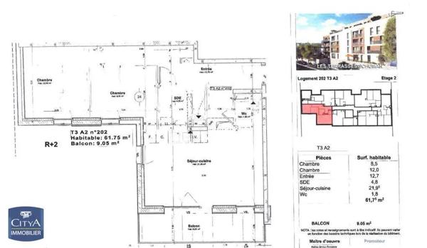 Appartement à louer 3 pièces 61.75m² Nantes (44300)