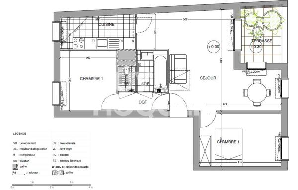 4 min Gare Ermont-Eaubonne -Appartement 3 pièces-2 chambres :58m2 + TERRASSE au SUD et 2 parkings!