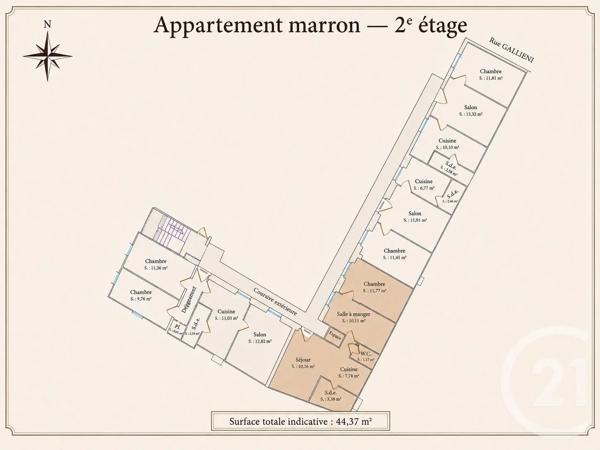 Appartement F3 à vendre  3 pièces - 44,37 m 2   BEAULIEU SUR MER  - 06