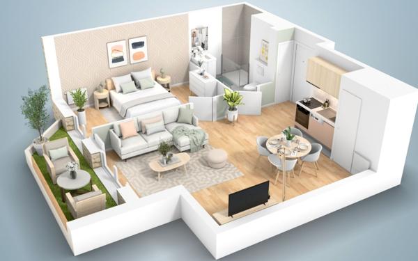 Appartement à vendre    2 pièces • 46,04 m2 Le Plessis-Trévise