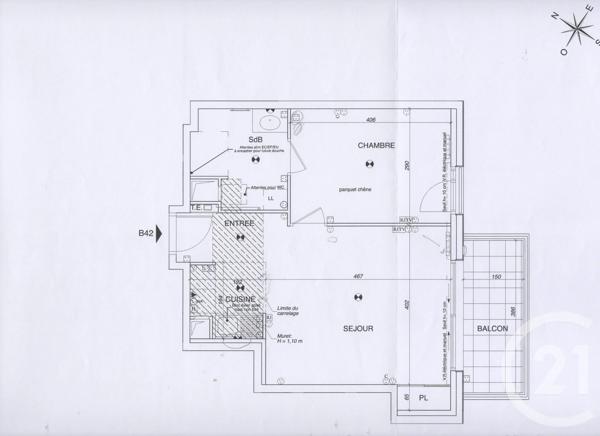 Appartement F2 à vendre  2 pièces - 43,16 m 2   PARIS  - 75019