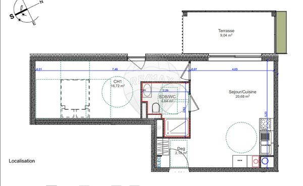 Appartement 1 chambre(s) à vendre - Manom, Moselle - 57