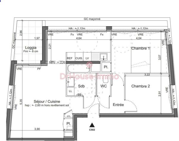 Appartement à vendre 3 pièces de 67 m²