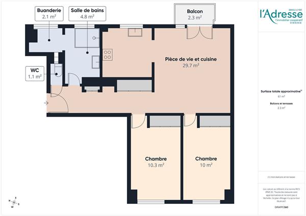 Appartement Joinville Le Pont 3 pièce(s) 61.56 m2