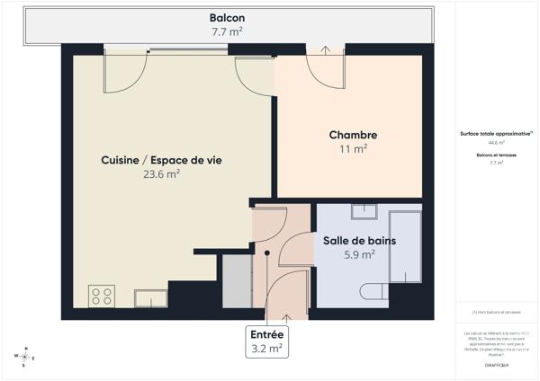 Appartement F2 à vendre  2 pièces - 44,13 m 2   BAGNEUX  - 92