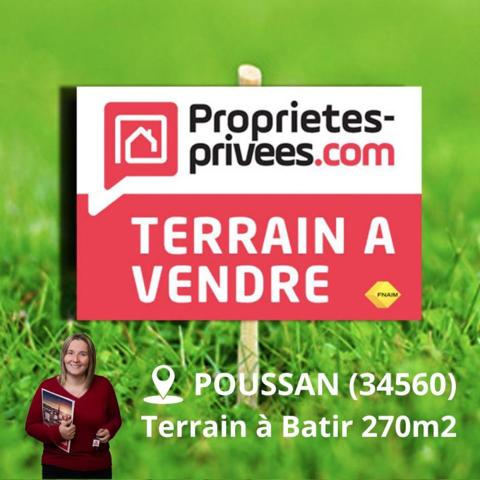 HÉRAULT - POUSSAN (34560) - TERRAIN À BÂTIR - 270 M²  - CALME - VIABILITÉ EN BORDURE