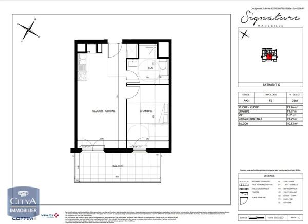 Appartement à louer 2 pièces 41.29m² Marseille 9e Arrondissement (13009)