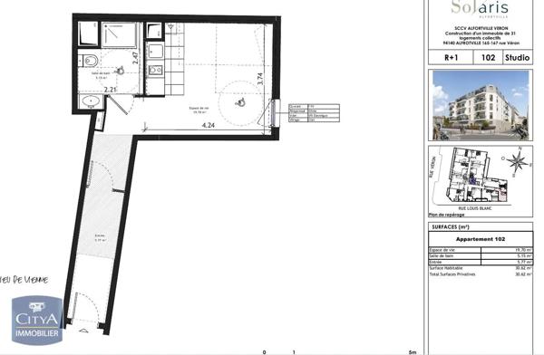 Appartement à louer 1 pièce 30.62m²