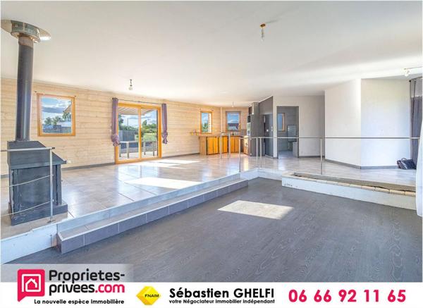 belle maison de plain-pied avec grande salle de vie de 60m²-3 chambres