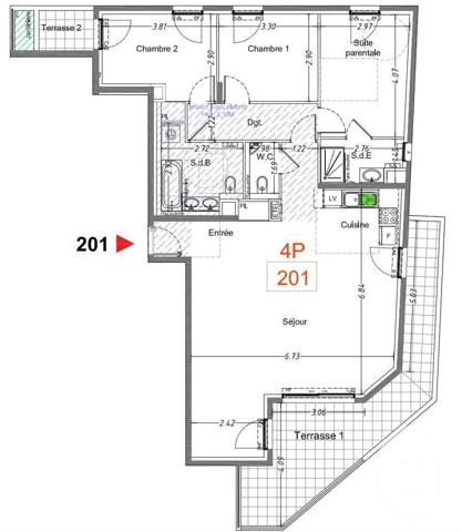 Appartement F4 à vendre  4 pièces - 84,71 m2 CAGNES SUR MER - 06