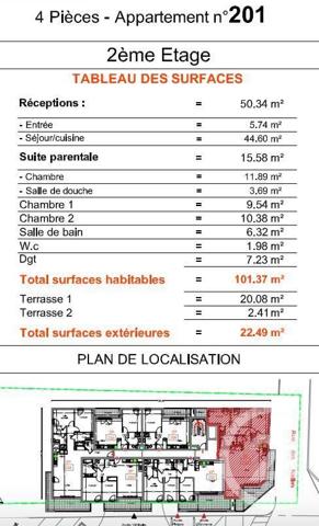 Appartement F4 à vendre  4 pièces - 84,71 m2 CAGNES SUR MER - 06
