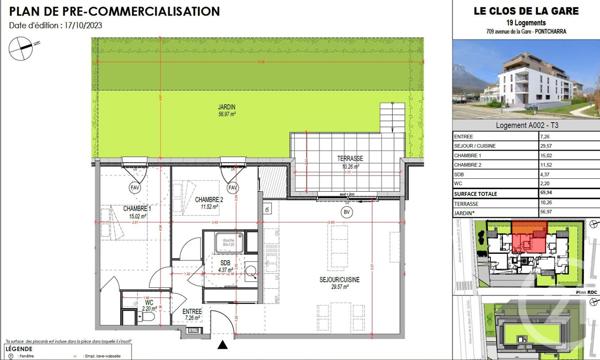 appartement à vendre  3 pièces - 69,94 m2 PONTCHARRA - 38