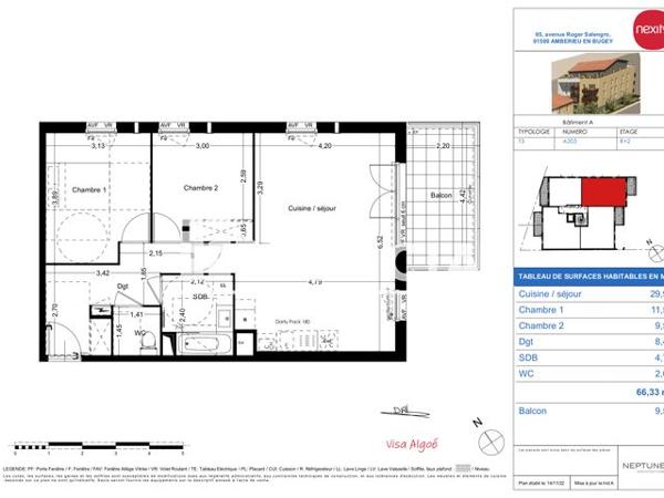 Location Appartement 3 pièces 66.33 m² - 69 RUE ROGER SALENGRO Amberieu En Bugey 01500