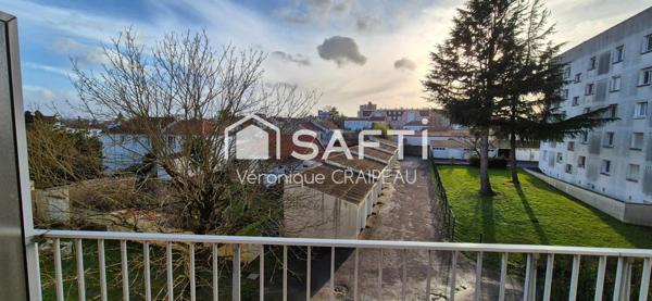 Appartement de type T4 avec 3 chambres, cave et garage proche haras/pentagone, école primaire et arrêt de bus