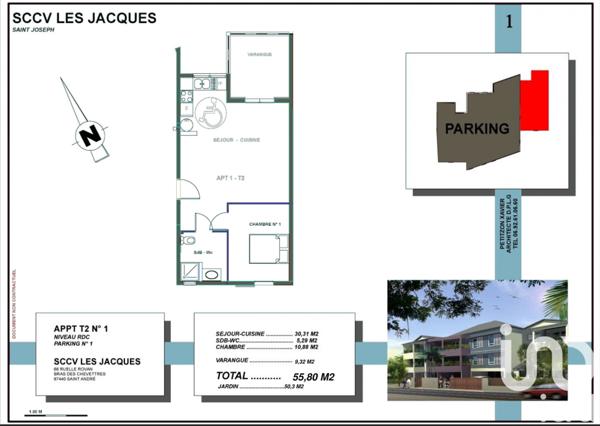 Appartement à vendre 2 pièces 46 m² Saint-Joseph