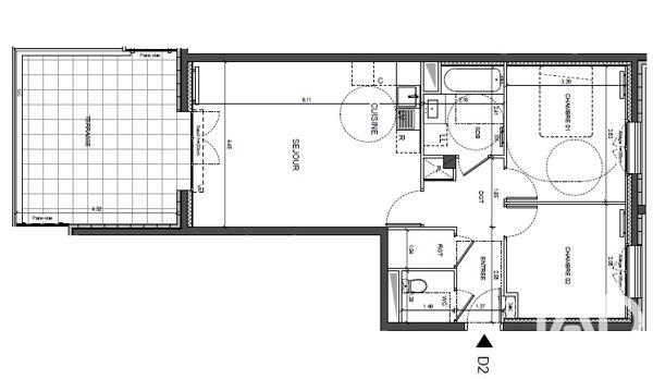 Appartement à vendre 3 pièces 64 m² La Courneuve