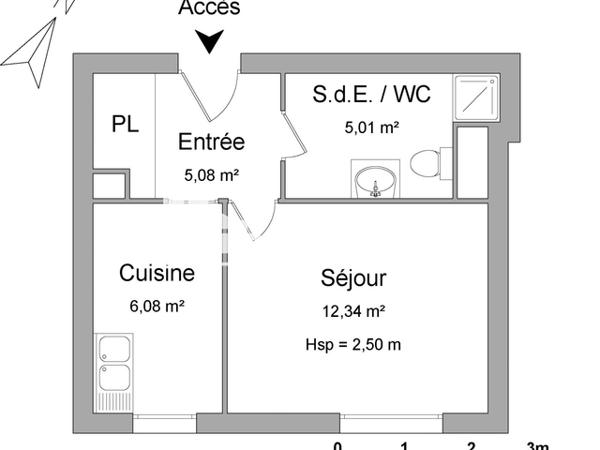 Location Studio 28.51 m² - 1 ET 3 RUE LEON GAMBETTA Chenove 21300