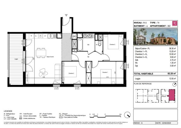 Appartement L Union 4 pièce(s) 82 m2 , L union
