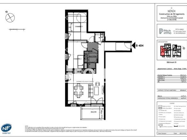 Location Appartement 3 pièces 69.6 m² - 31BIS AU 39BIS AVENUE DU COMMANDANT LISIACK Aytre 17440