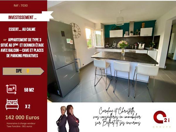 Appartement 3 pièces - 57 m² Exclusivité efficity