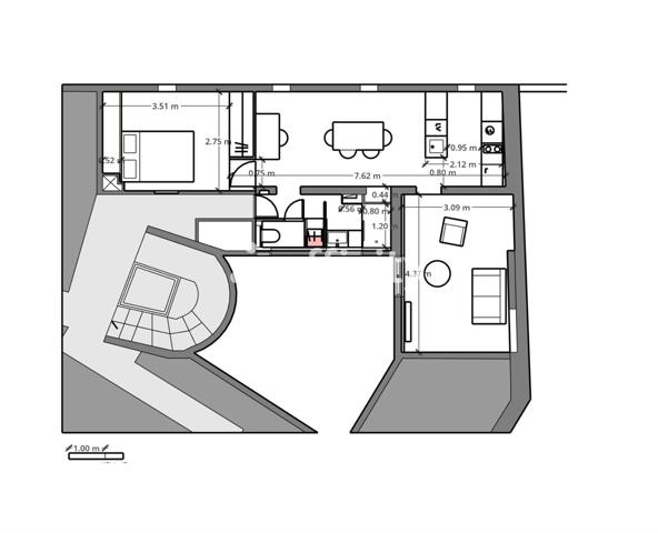 Appartement 2 pièces - 45 m² Exclusivité efficity