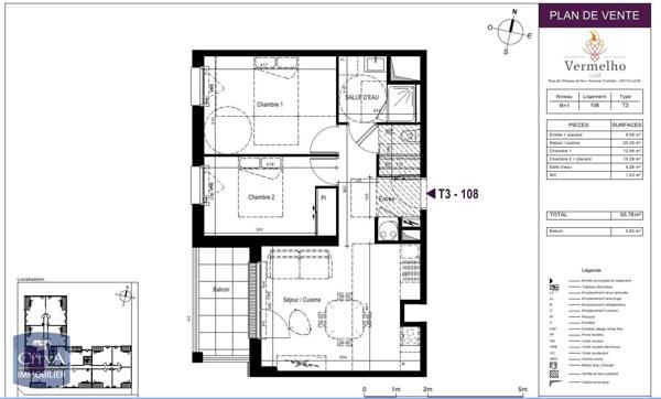 Appartement à louer 3 pièces 55.78m² Lucé (28110)