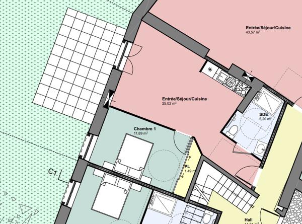 Chambray-lès-Tours (37170) Appartement T2 avec jardin