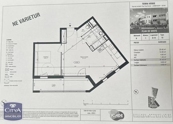 Appartement à vendre 2 pièces 47.45m² Lambersart (59130)