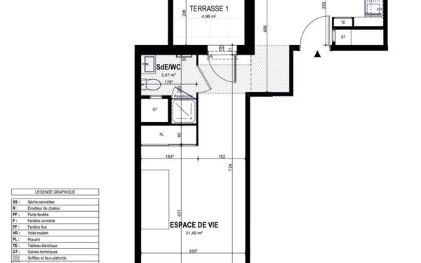 Appartement à vendre    1 pièce • 34,56 m2 Marseille 6