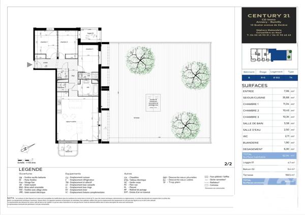 Appartement T4 à vendre  4 pièces - 92,94 m 2   ANNECY  - 74