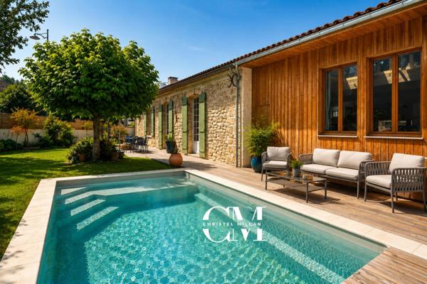 Maison en pierre plain pieds 175 m² Le Bouscat Centre, jardin, piscine, double garage