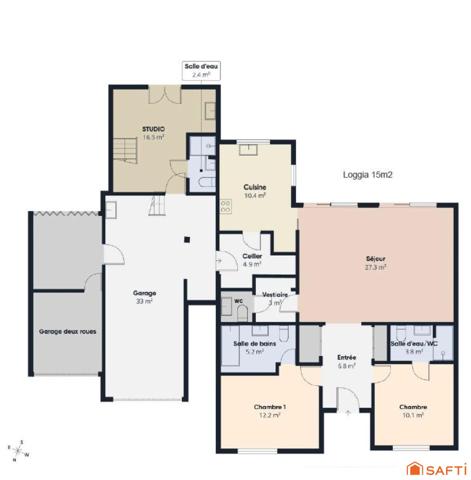 Maison aux trois espaces de vie indépendants