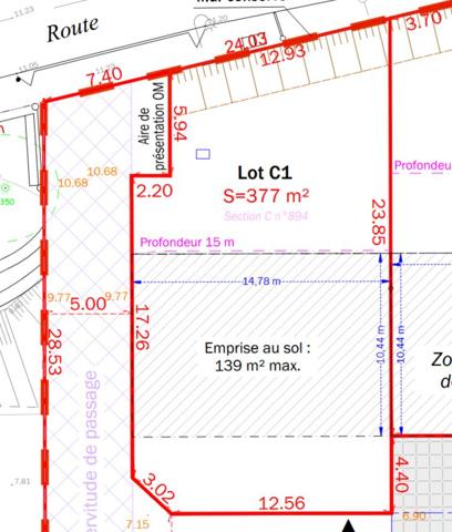 Terrain de 377 m²
