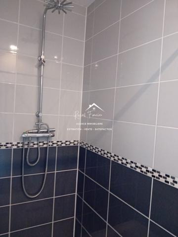 Vue sur l'espace extérieur, avec son chalet en bois de 20 m2 et sa belle terrasse